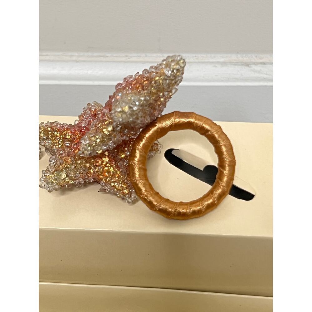 Pier 1 Imports Star Glass Beaded Napkin Rings 8 pcs Set with Box - Picture 4 of 5
